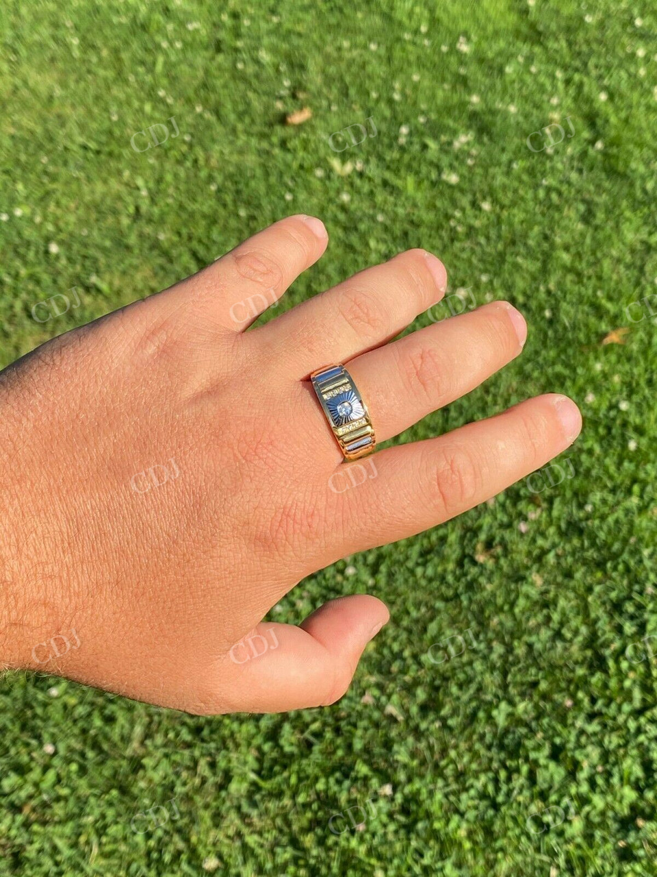 Mens 14k Gold Two Tone Hip Hop Ring  customdiamjewel   