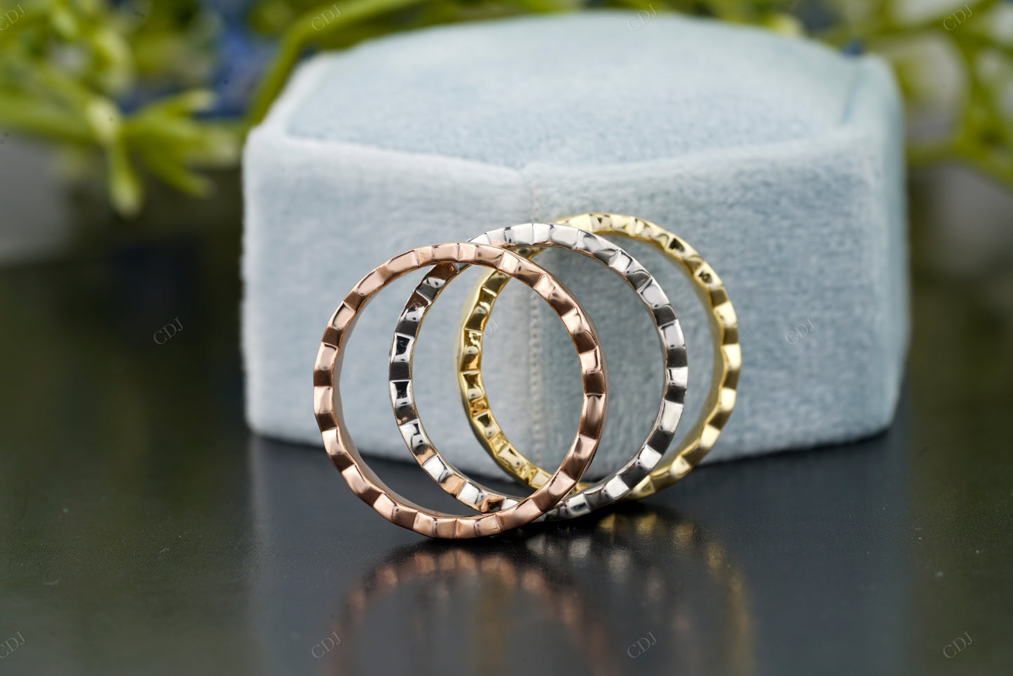 Three-Tone Lab-Grown Diamond Band Set