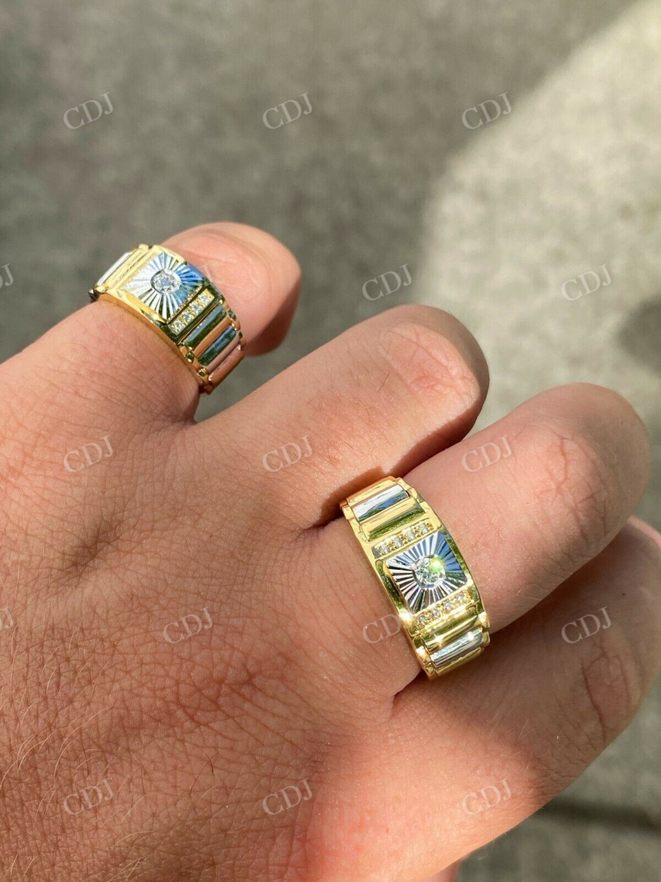 Mens 14k Gold Two Tone Hip Hop Ring  customdiamjewel   