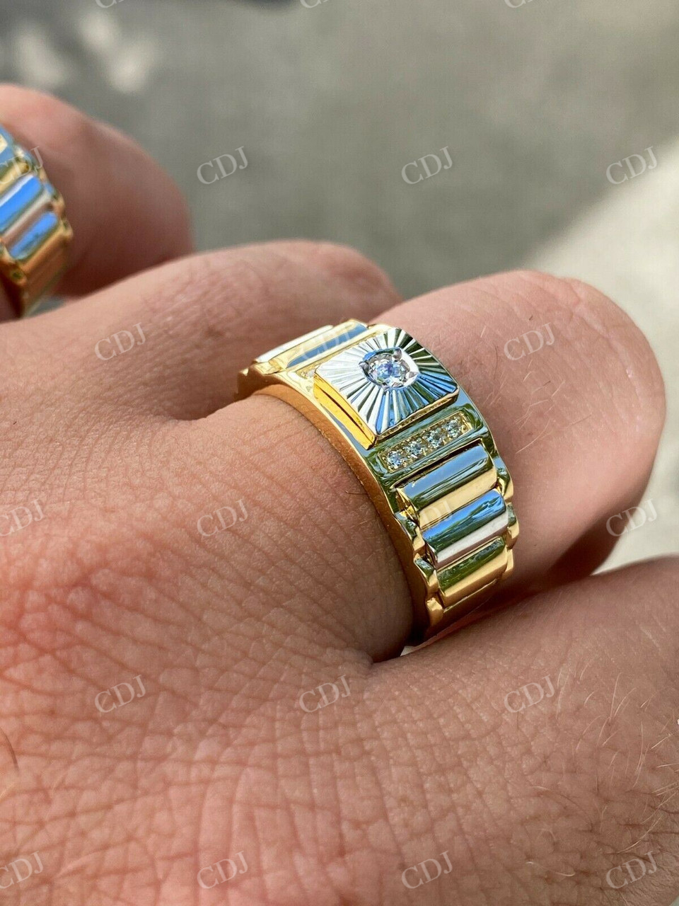 Mens 14k Gold Two Tone Hip Hop Ring  customdiamjewel   