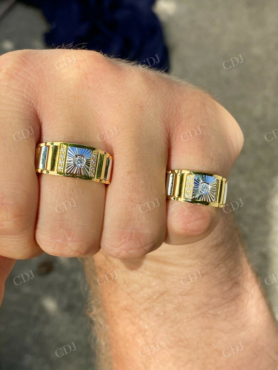 Mens 14k Gold Two Tone Hip Hop Ring  customdiamjewel   