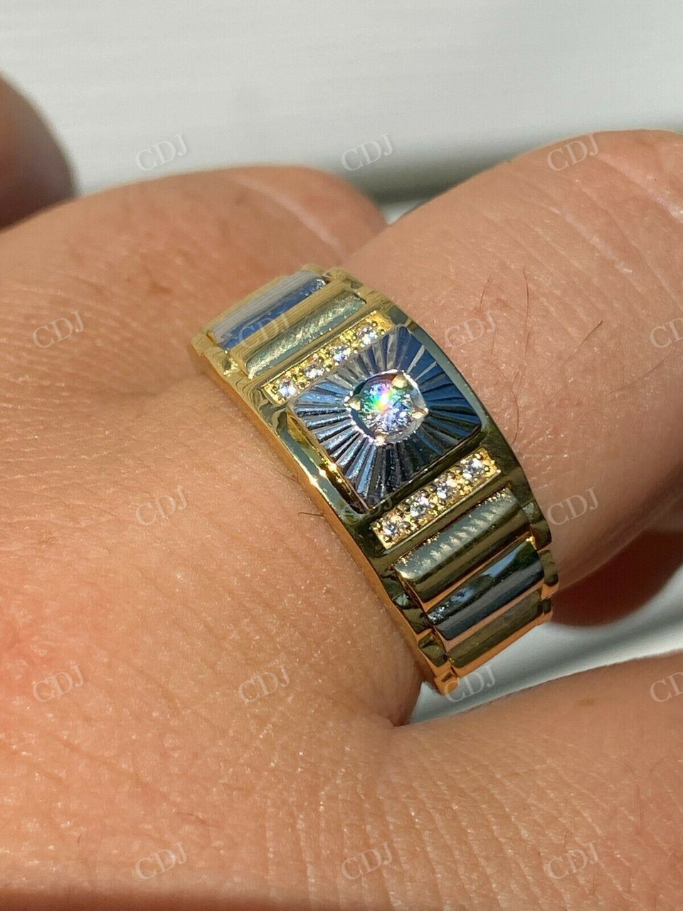 Mens 14k Gold Two Tone Hip Hop Ring  customdiamjewel   