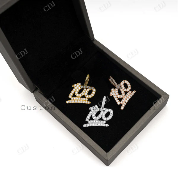 Hip Hop Iced Out Diamond 100 Score Pendant  customdiamjewel   