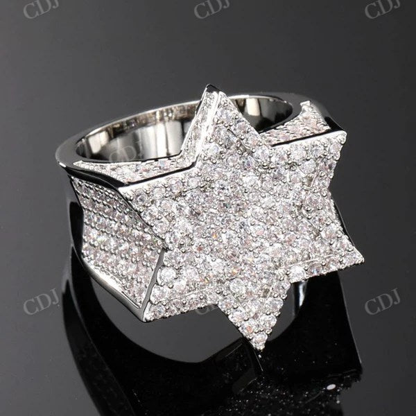 Hip Hop Moissanite Iced Out Star Ring  CustomDiamJewel   
