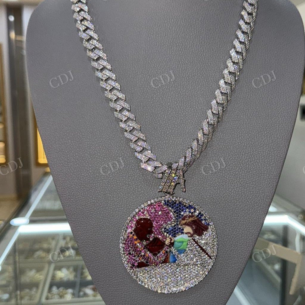 Iced Out Customized Multi Tone Enamel Print Pendant hip hop jewelry CustomDiamJewel   