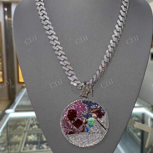 Iced Out Customized Multi Tone Enamel Print Pendant hip hop jewelry CustomDiamJewel   