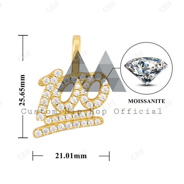 Hip Hop Iced Out Diamond 100 Score Pendant  customdiamjewel   