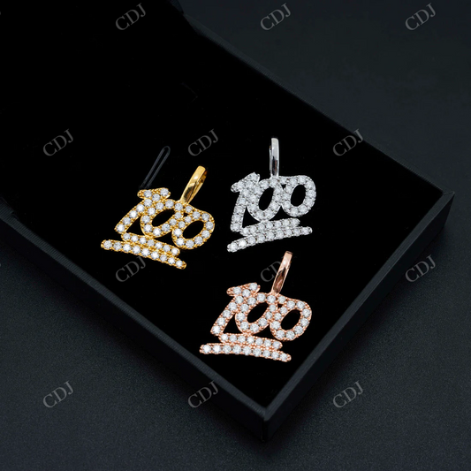 Hip Hop Iced Out Diamond 100 Score Pendant  customdiamjewel   