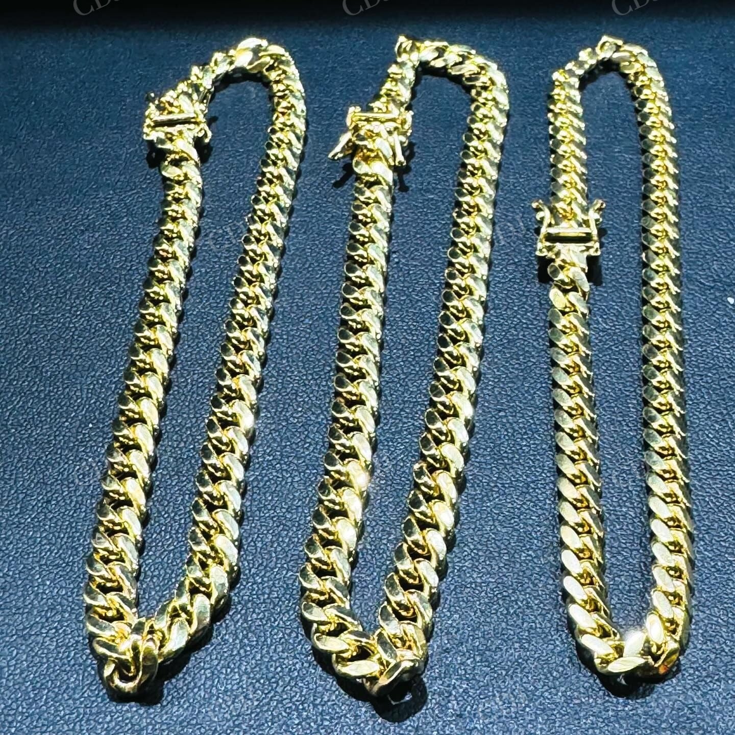 18K Yellow Gold Plain Cuban Link Chian For Men hip hop jewelry CustomDiamJewel   