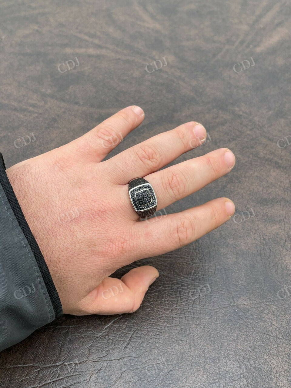 Classic Black Diamond Square Hip Hop Ring For Men  customdiamjewel   