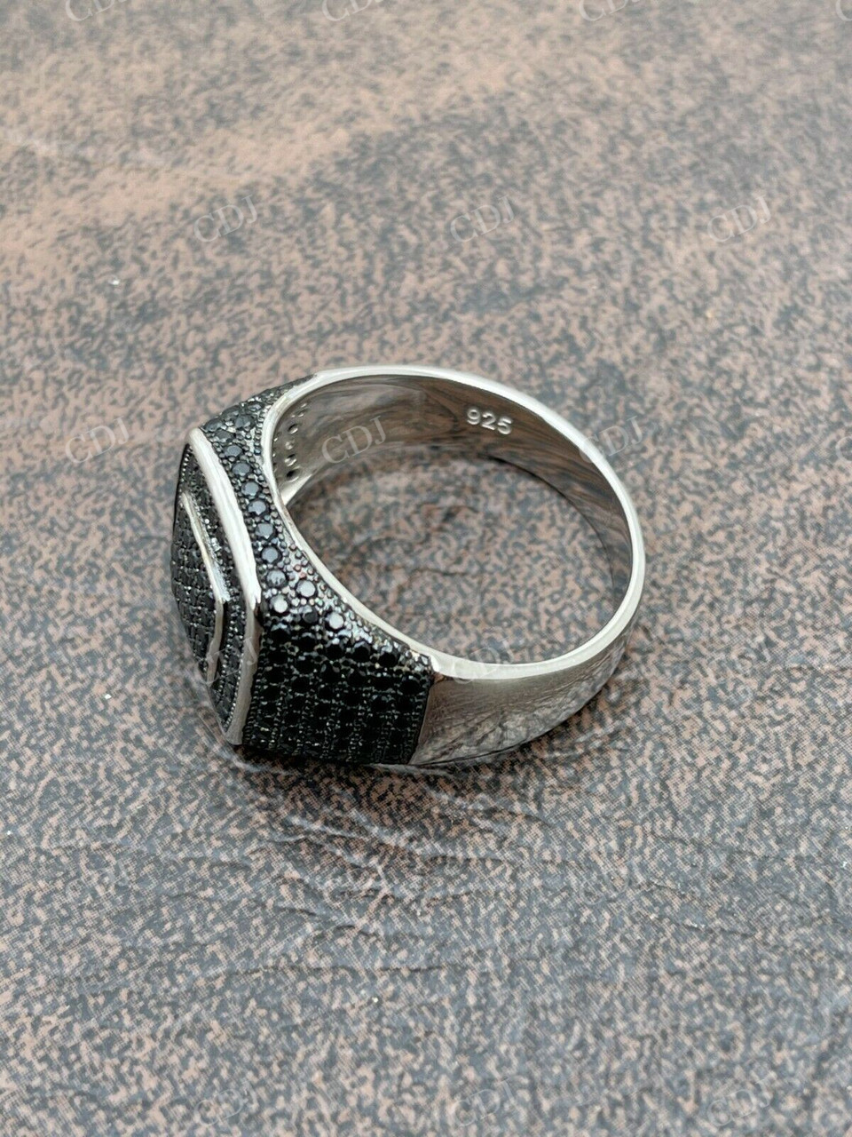 Classic Black Diamond Square Hip Hop Ring For Men  customdiamjewel   