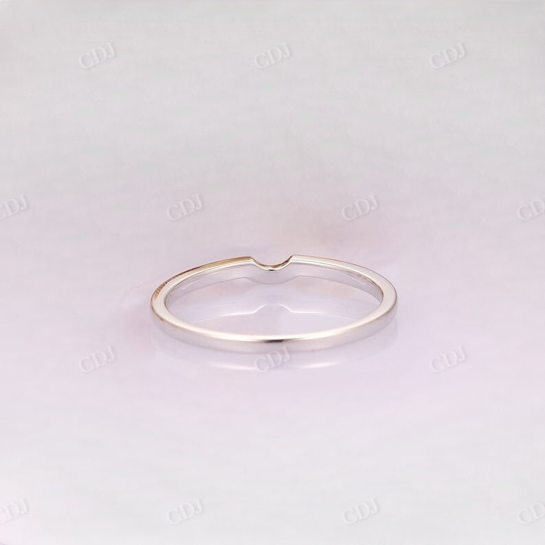 Simple Stacking Curved White Gold Wedding Band  customdiamjewel   