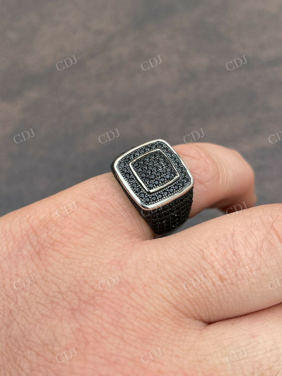Classic Black Diamond Square Hip Hop Ring For Men  customdiamjewel   