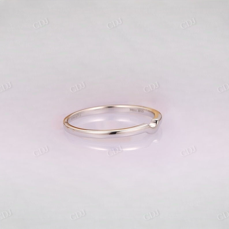 Simple Stacking Curved White Gold Wedding Band  customdiamjewel   
