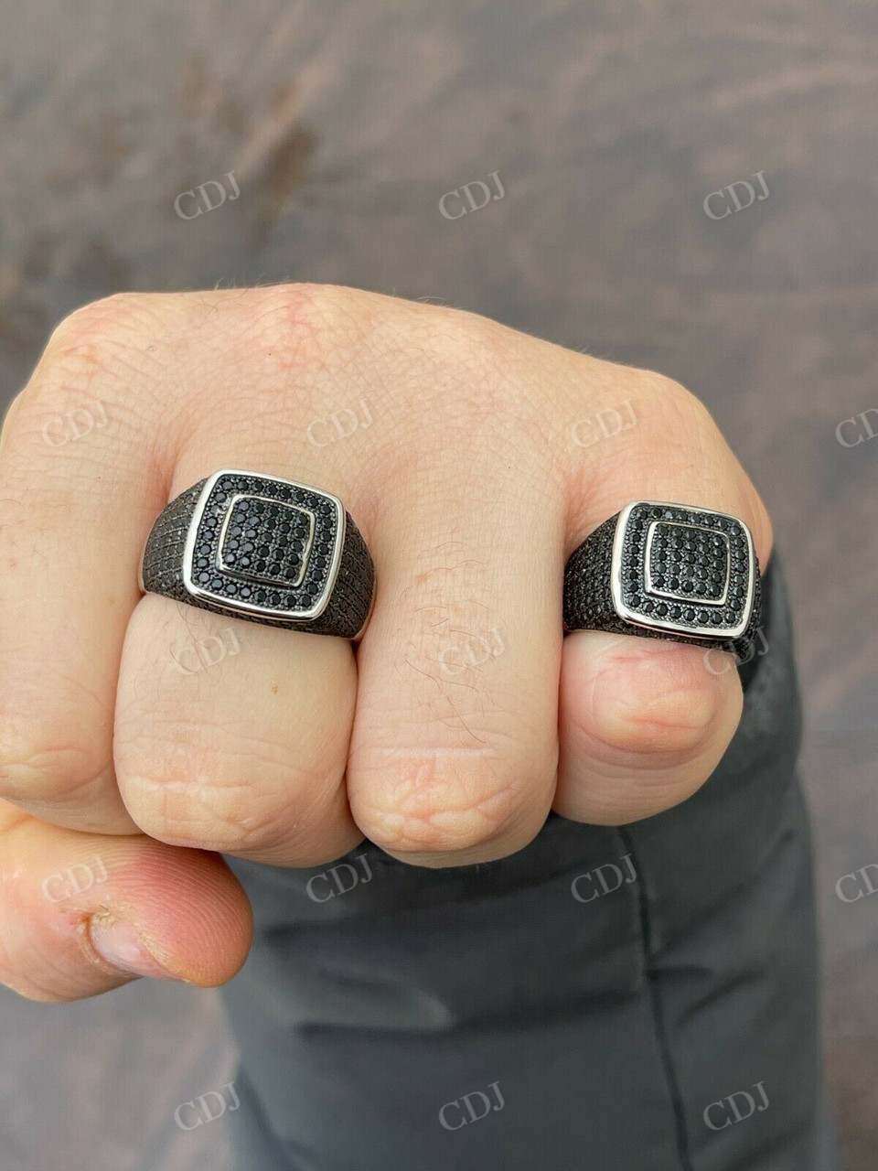 Classic Black Diamond Square Hip Hop Ring For Men  customdiamjewel   