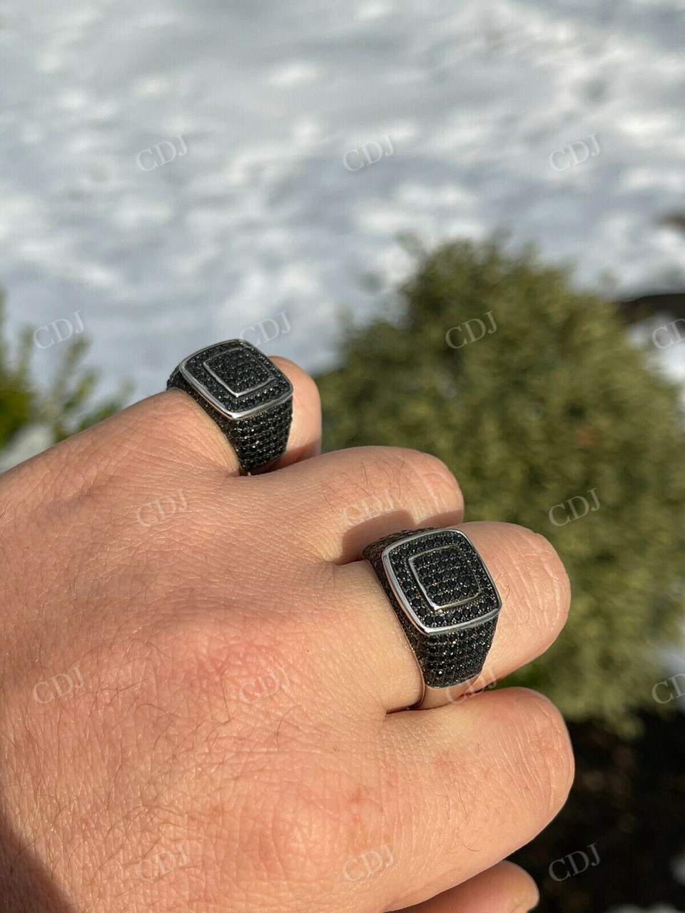 Classic Black Diamond Square Hip Hop Ring For Men  customdiamjewel   