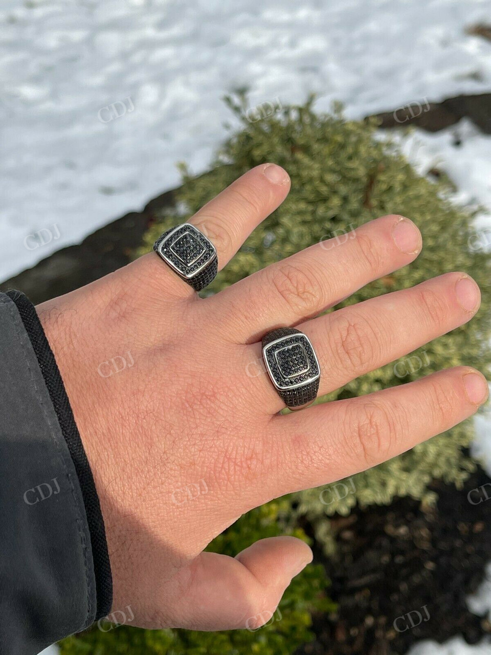 Classic Black Diamond Square Hip Hop Ring For Men  customdiamjewel   