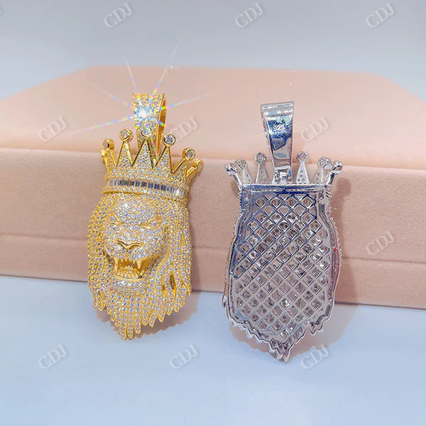 Iced Out Hip Hop Diamond Lion Pendant For Men  customdiamjewel   