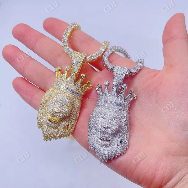 Iced Out Hip Hop Diamond Lion Pendant For Men  customdiamjewel   