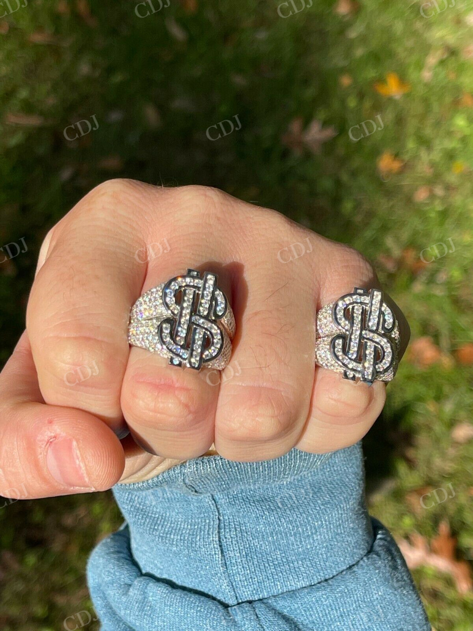 Dollar Sign Diamond Tester Passed Hip Hop Ring  customdiamjewel   