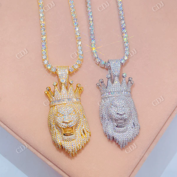 Iced Out Hip Hop Diamond Lion Pendant For Men  customdiamjewel   
