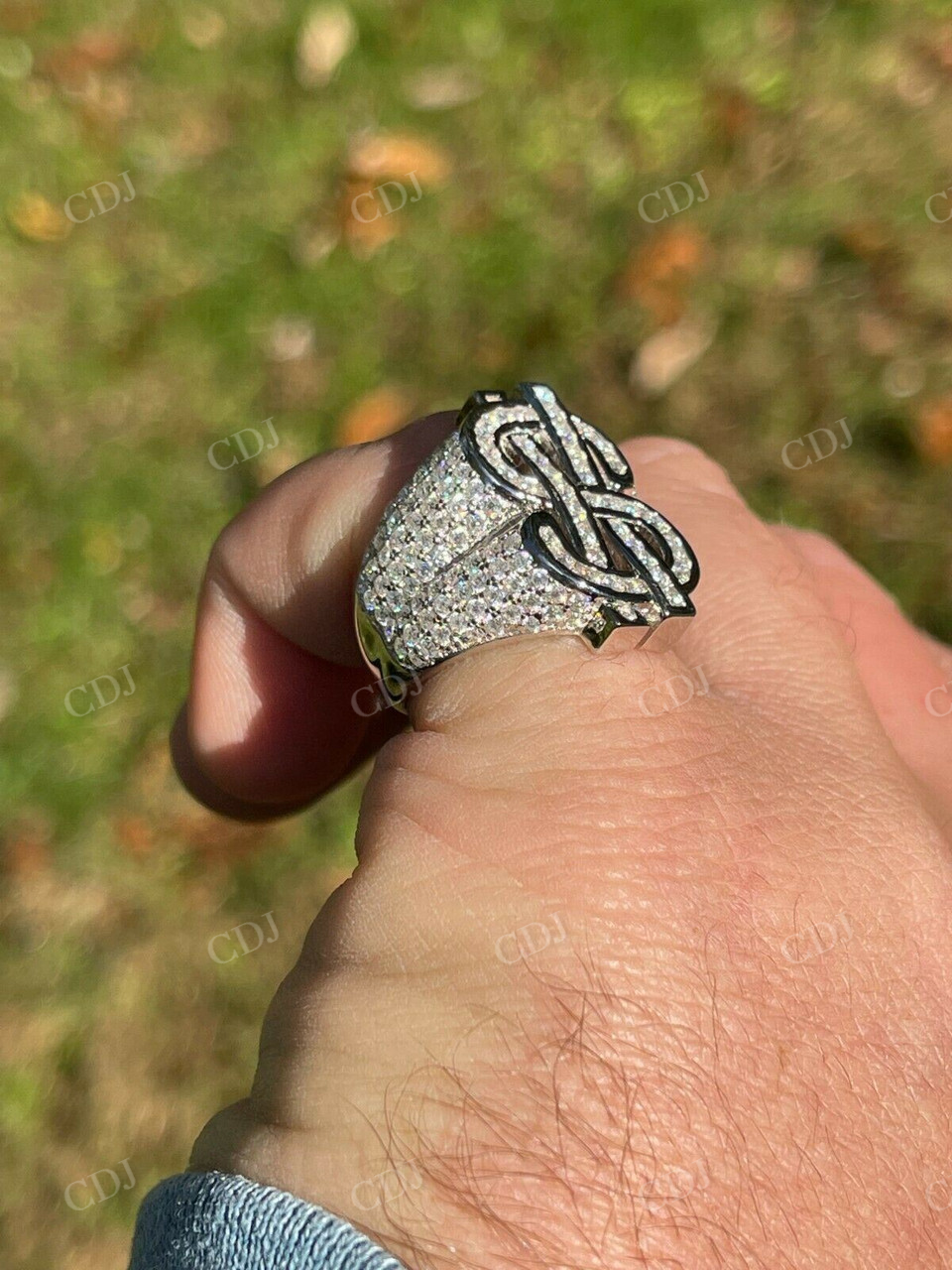 Dollar Sign Diamond Tester Passed Hip Hop Ring  customdiamjewel   