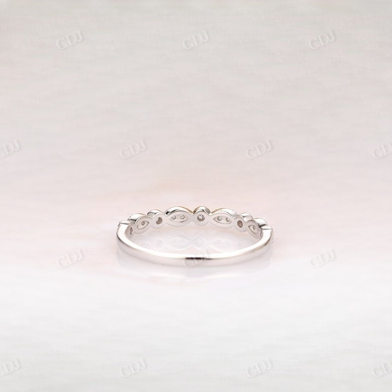 0.10CT Round Cut Real Diamond Milgrain Wedding Band  customdiamjewel   