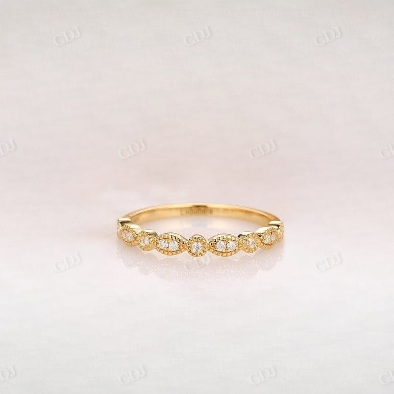 0.10CT Round Cut Real Diamond Milgrain Wedding Band  customdiamjewel 10 KT Solid Gold Yellow Gold VVS-EF