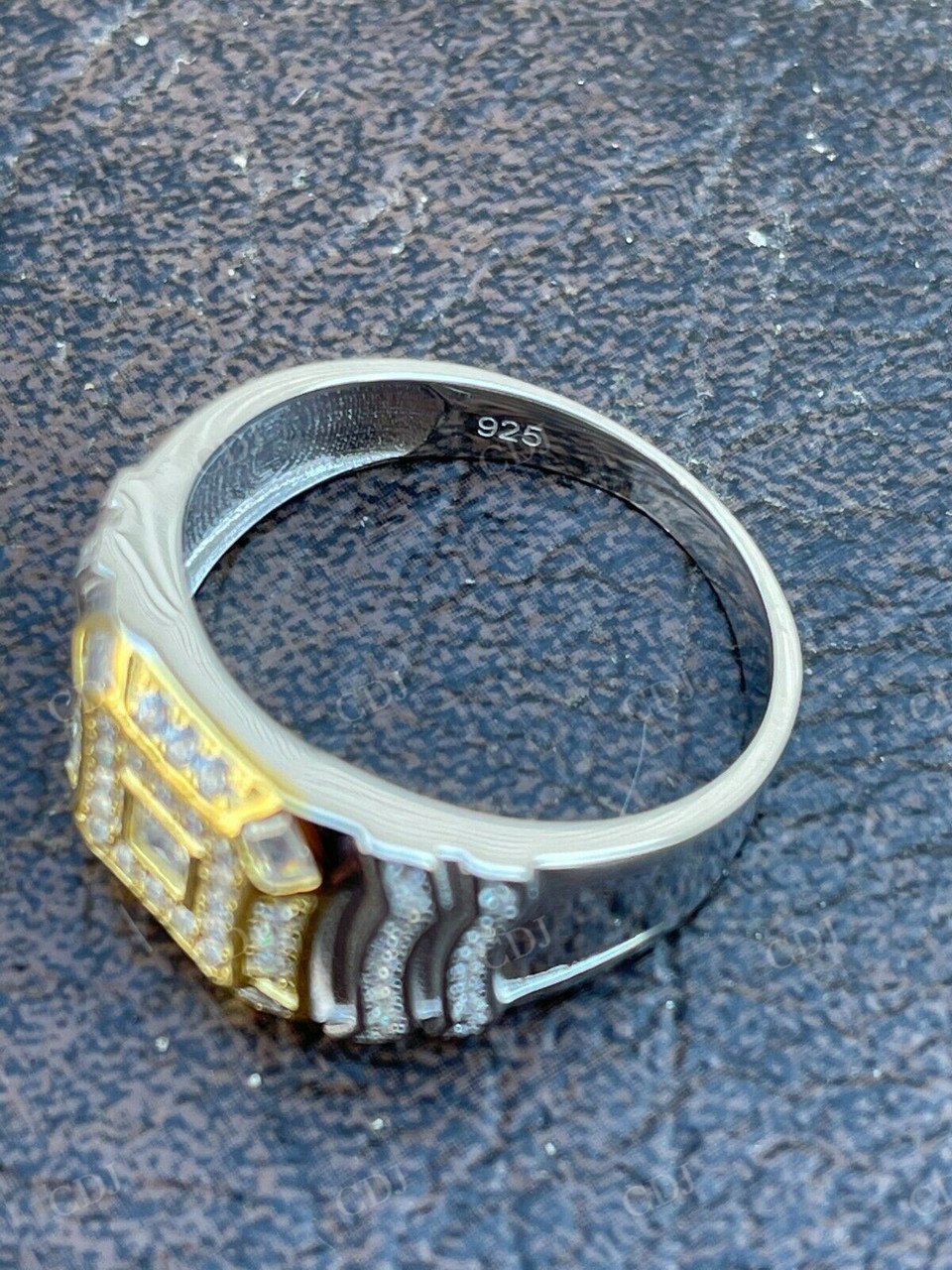 Two Tone Alternating Baguette And Round Square Hip Hop Ring  customdiamjewel   