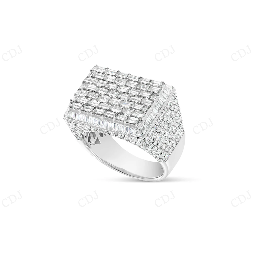 Mens 18k White Gold Baguette Lab Grown Diamond Fashion Ring hip hop jewelry CustomDiamJewel