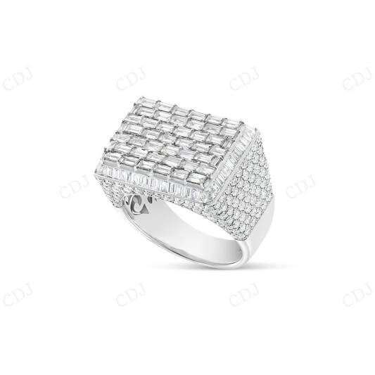 Mens 18k White Gold Baguette Lab Grown Diamond Fashion Ring hip hop jewelry CustomDiamJewel