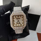 41MM Stainless Steel Natural Diamond Studded Wrist Watch customdiamjewel