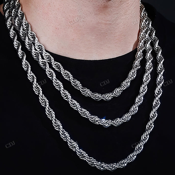 Antique 8MM Sterling Silver Rope Chain hip hop jewelry CustomDiamJewel