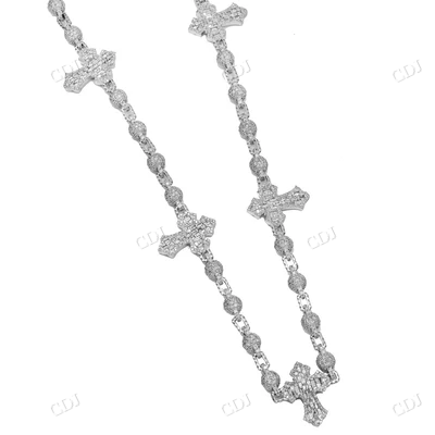 925 Silver Moissanite Diamond Ball Cross Chain hip hop jewelry CustomDiamJewel