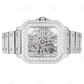 Skeleton Dial Iced Out Automatic Watch Stainless Steel Cartier Branded Men's Hip Hop Watch (21 CTW Approx)