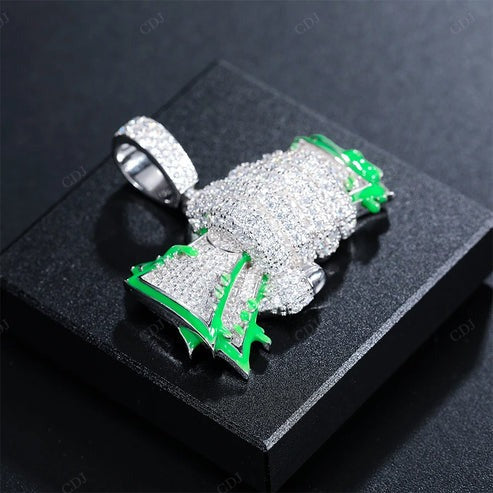Top Quality VVS D Moissanite Silver Cash Fist Pendant hip hop jewelry CustomDiamJewel