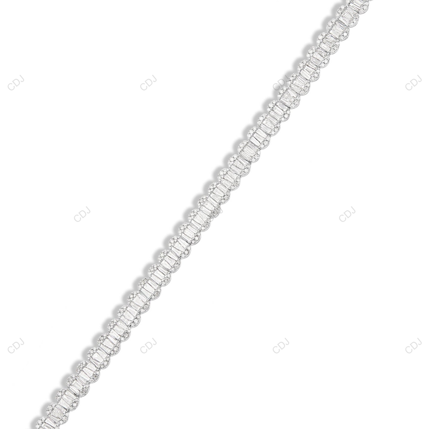 925 Sterling Silver White Gold Plated Tennis Chain CustomDiamJewel