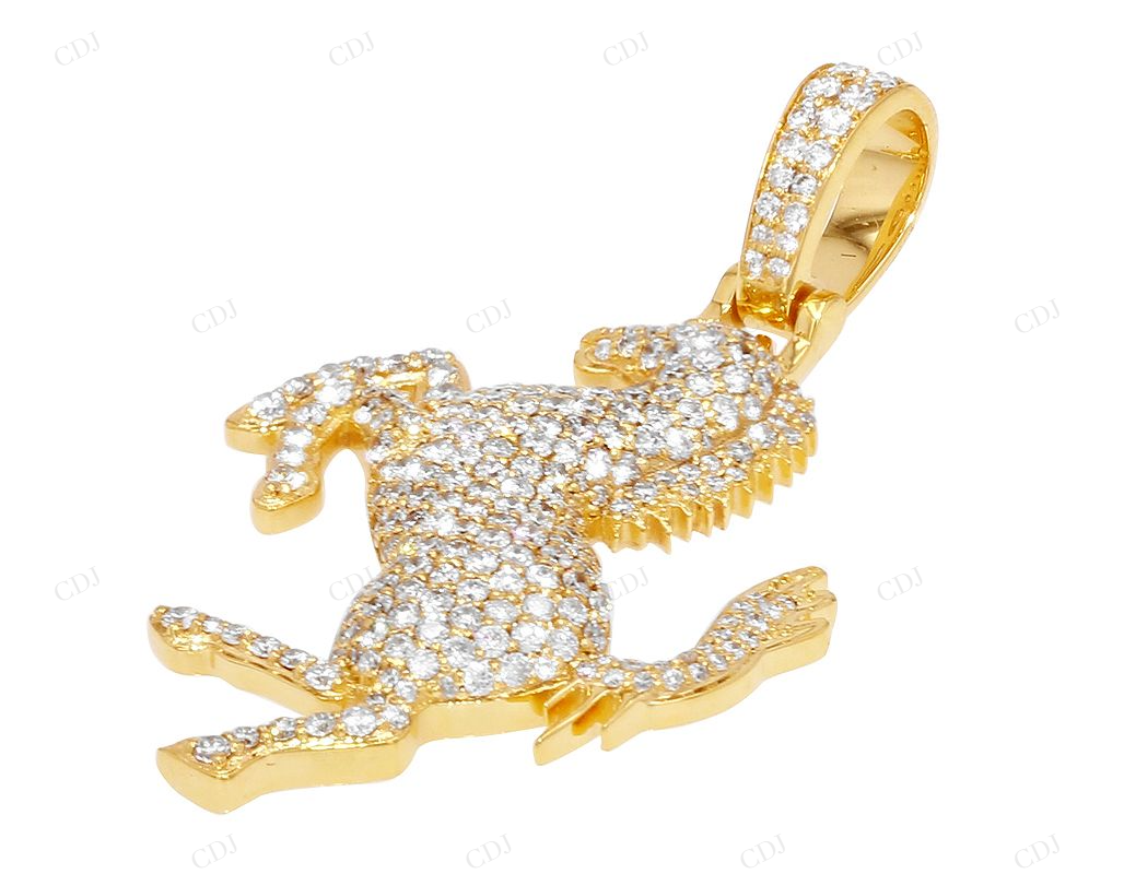 1.5 Inch Sterling Silver Classic Moissanite Horse Pendant CustomDiamJewel