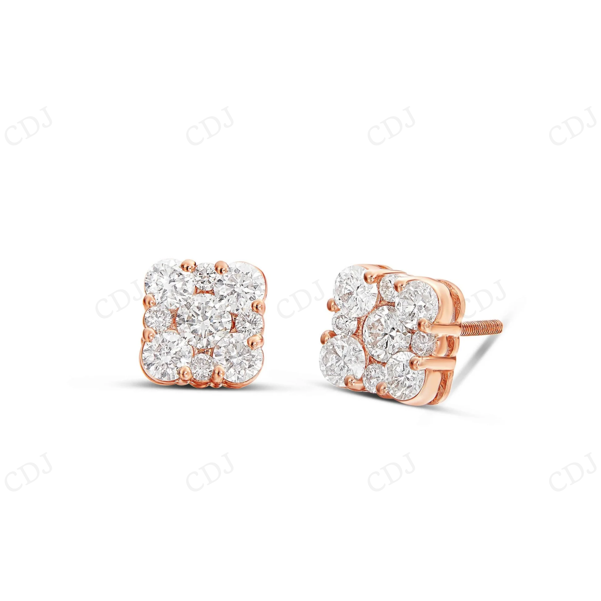 0.80 CT Square Diamond Cluster Stud Earrings Stud earrings CustomDiamJewel