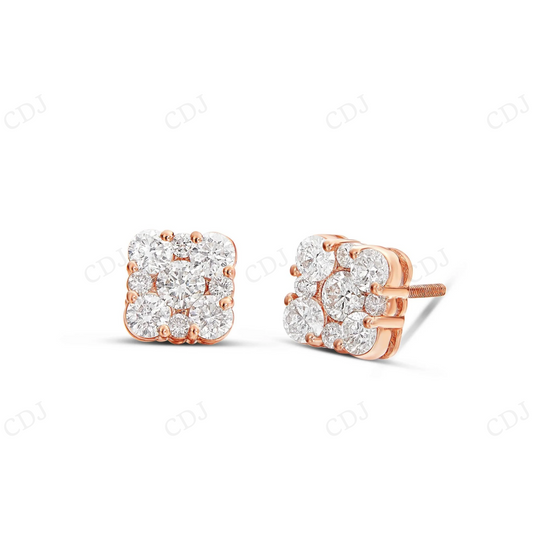 0.80 CT Square Diamond Cluster Stud Earrings Stud earrings CustomDiamJewel