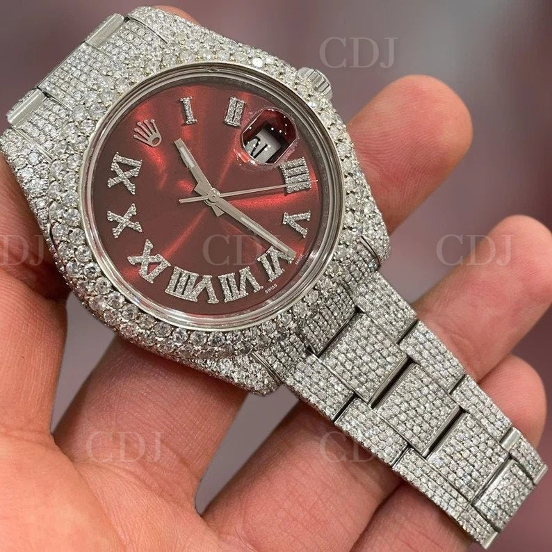 Full White Rolex Oyster Brown Dial Watch customdiamjewel