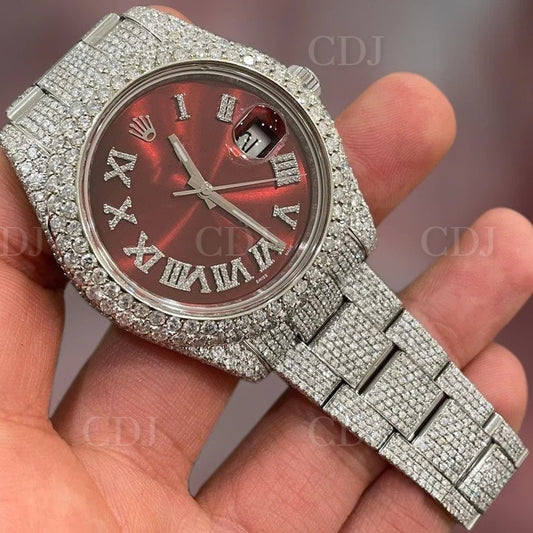 Full White Rolex Oyster Brown Dial Watch customdiamjewel