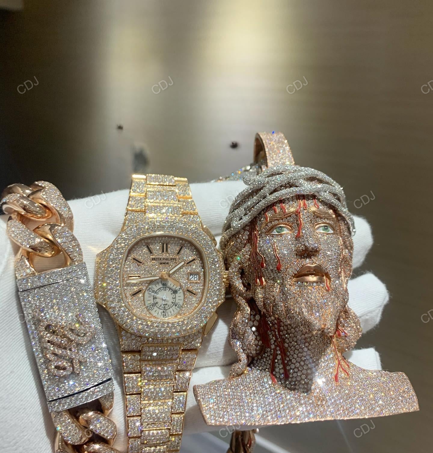 Customized Hip Hop Real Diamond Jewelry In 18K Solid Gold hip hop jewelry customdiamjewel   