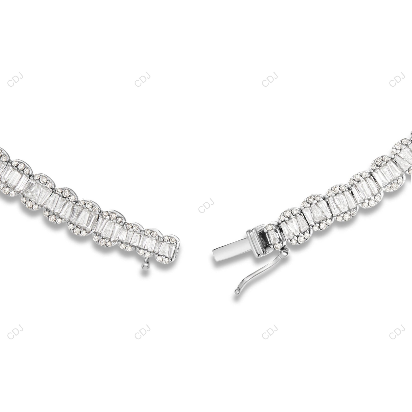 925 Sterling Silver White Gold Plated Tennis Chain CustomDiamJewel