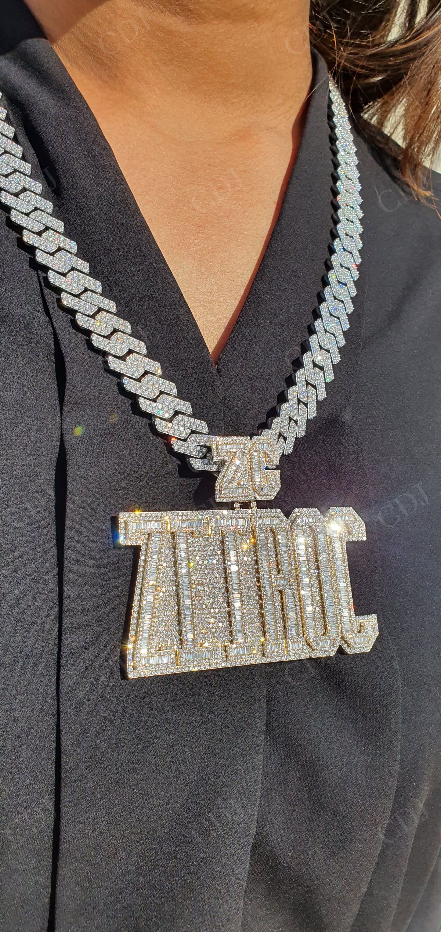 10K Yellow Gold ZEIROC Lab Grown Diamond Hip Hop Pendant hip hop jewelry customdiamjewel   