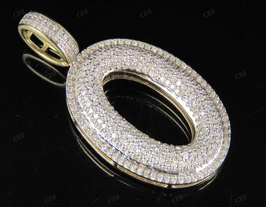1.4" 0.85 CTW 10K Gold Natural Diamond Initial O Letter Pendant CustomDiamJewel