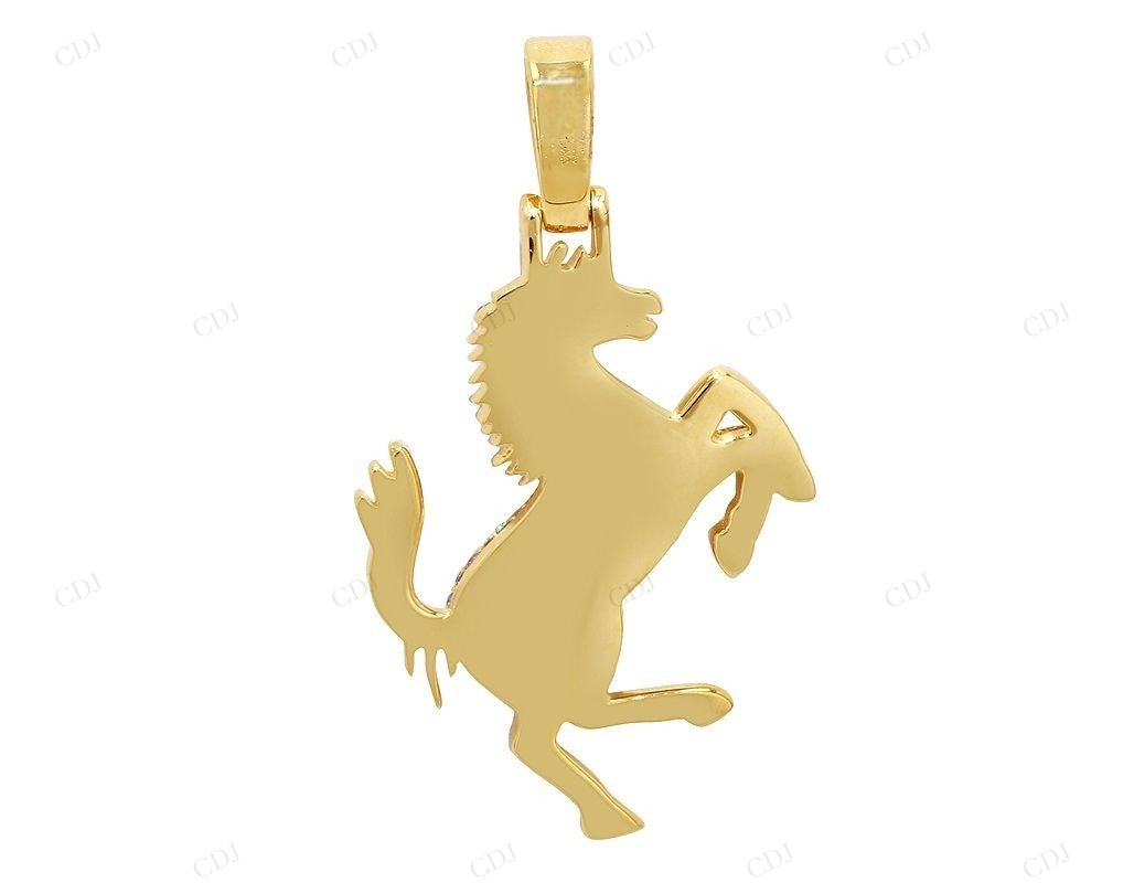 1.5 Inch Sterling Silver Classic Moissanite Horse Pendant CustomDiamJewel