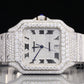Full White Cartier Santos Natural Diamond Watch customdiamjewel