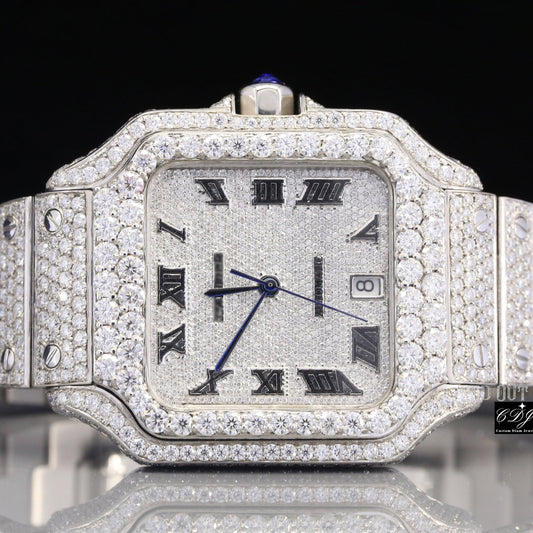 Luxury Men's Moissanite Diamond Cartier Watch customdiamjewel