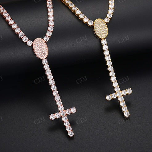 Fully Iced Out VVS D Moissanite Crosses Shape Tennis Chain Necklace hip hop jewelry CustomDiamJewel